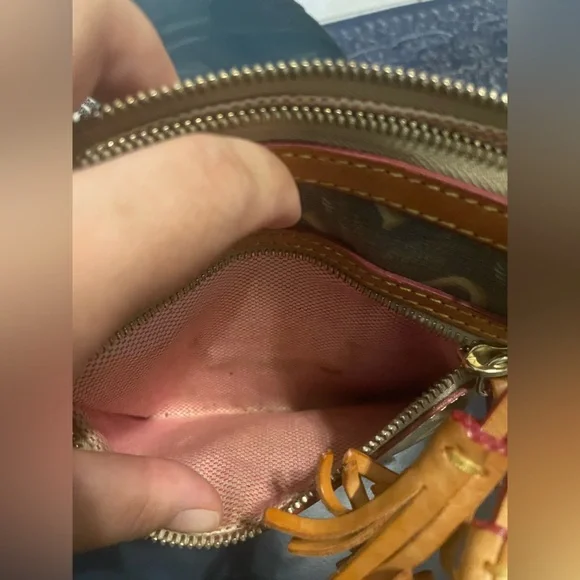 Dooney & Bourke Brown and Gray Vintage Crossbody Bag Purse - Picture 10 of 12